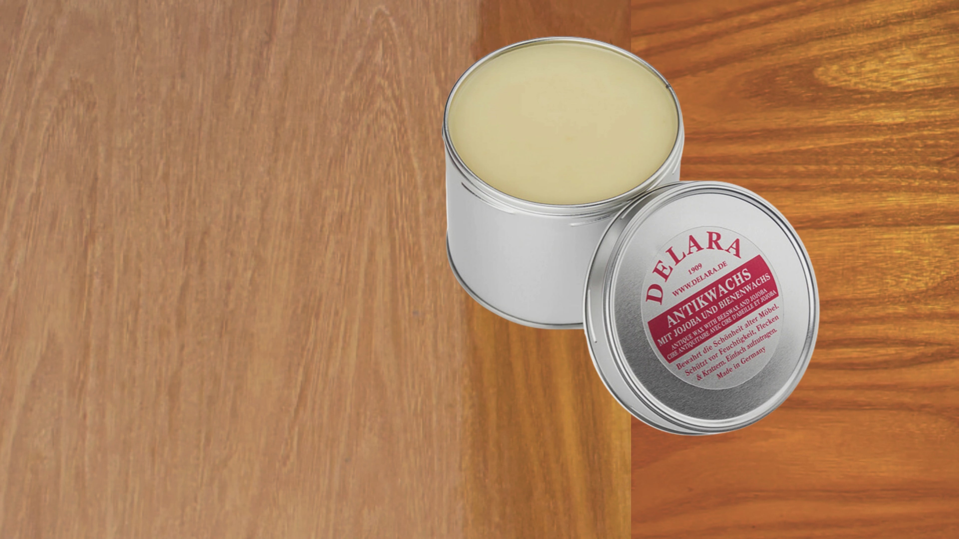 DELARA Antikwachs mit Jojoba und Bienenwachs, schützt alte Möbel vor Austrocknung und Oxidation - 150 ml - Made in Germany