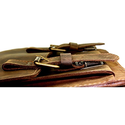 DELARA Aktentasche aus hochwertigem Leder mit Schulterriemen - Made in Germany