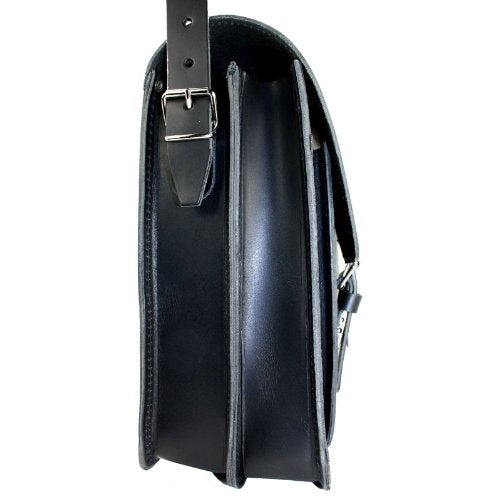 DELARA Aktentasche aus Leder im Bauhaus-Stil mit Schulterriemen und Schulterpolster, Farbe: schwarz - Made in Germany