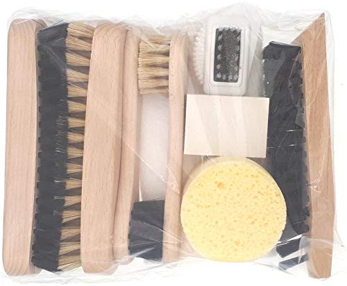 DELARA 9-teiliges Schuhputz-Set mit Holzbürsten und Naturborsten – Made in Germany