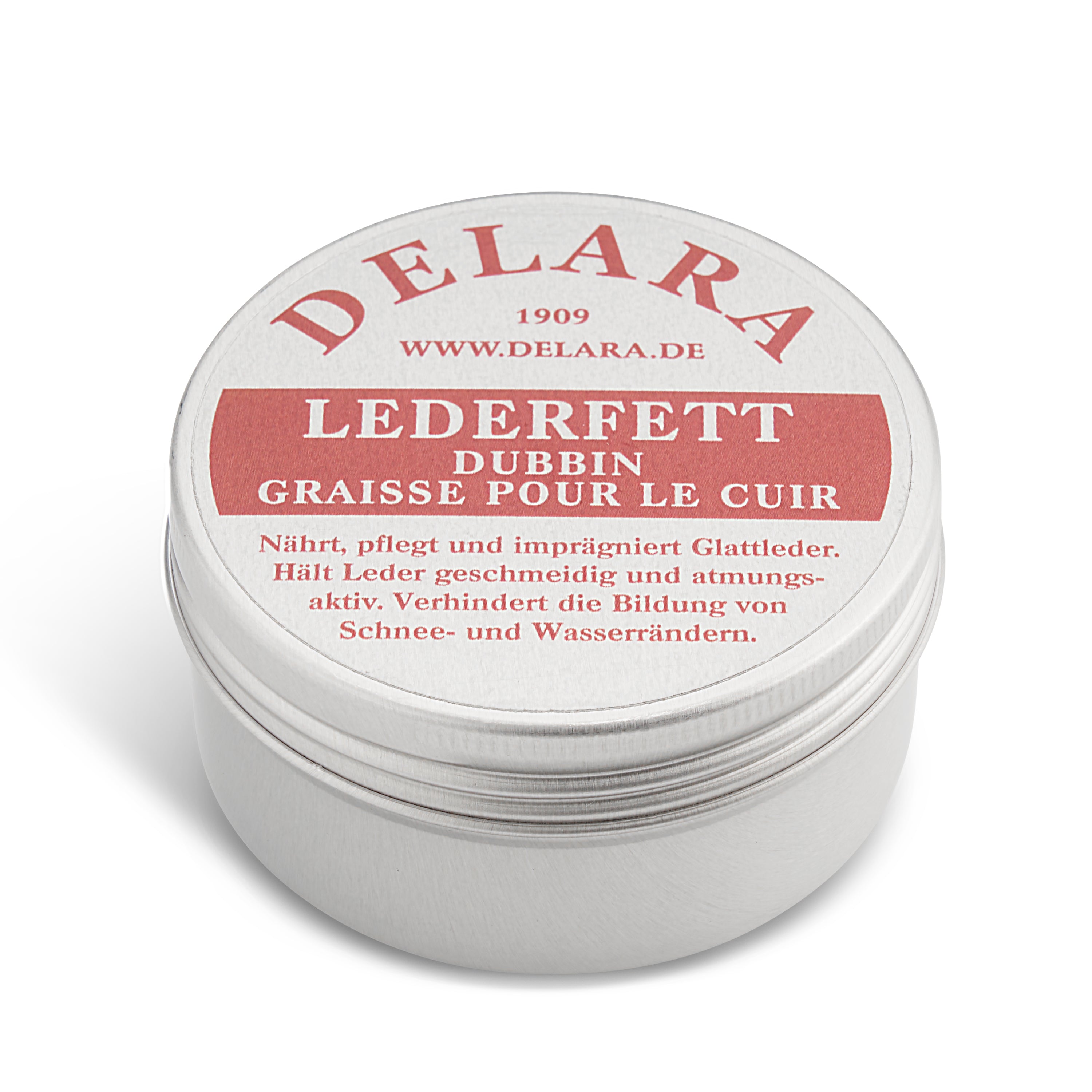 DELARA Grasso per pelle di alta qualità, nutre, impermeabilizza e cura scarpe, borse, selle e mobili in pelle, 100 ml - Made in Germany