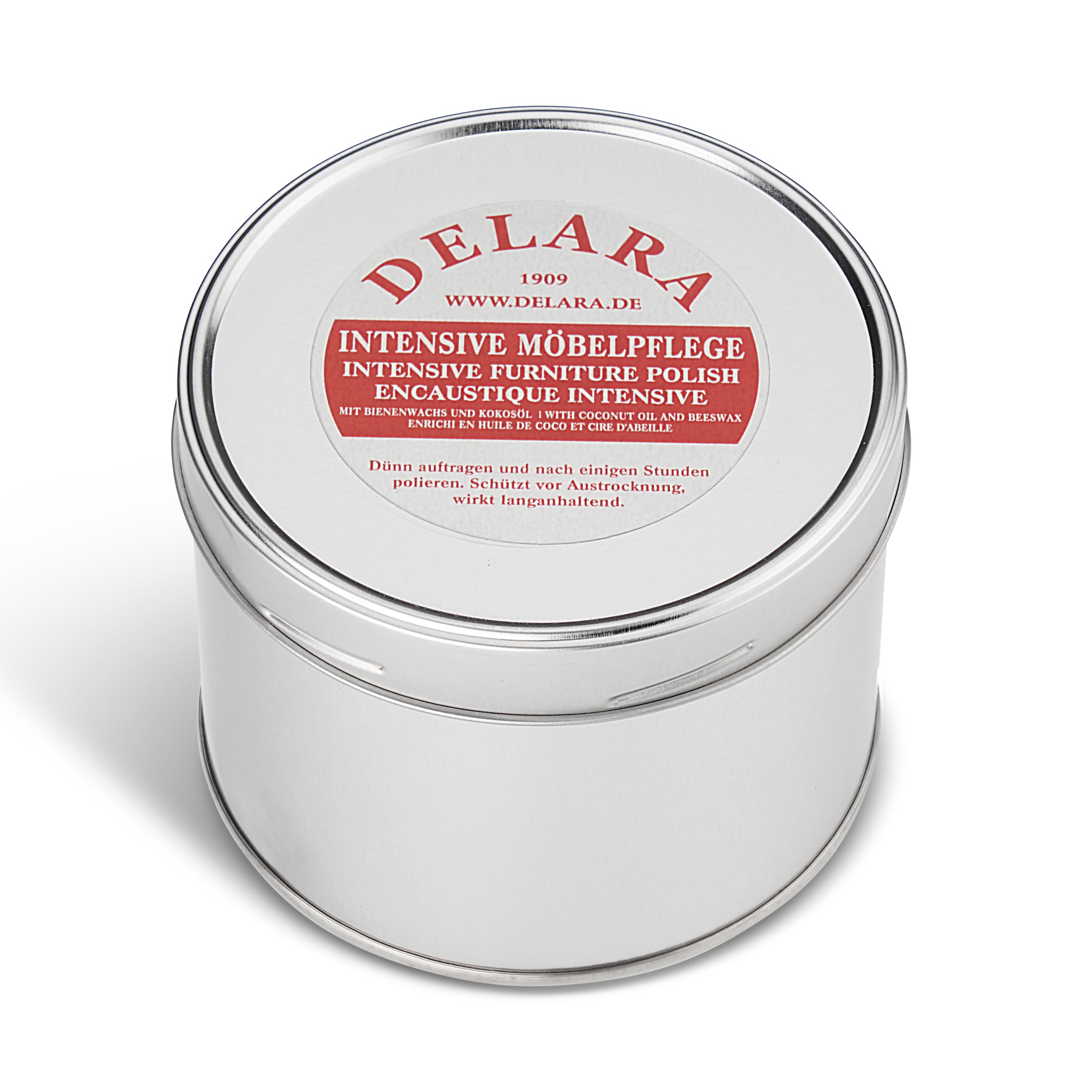 DELARA Intensive Furniture Care, cera per mobili di altissima qualità con cera d'api e olio di cocco, 500 ml, Made in Germany
