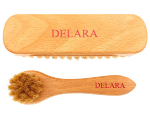 DELARA Eine kleine Schuhbürste und eine Cremebürste aus Naturborsten im Set- Farbe: Natur