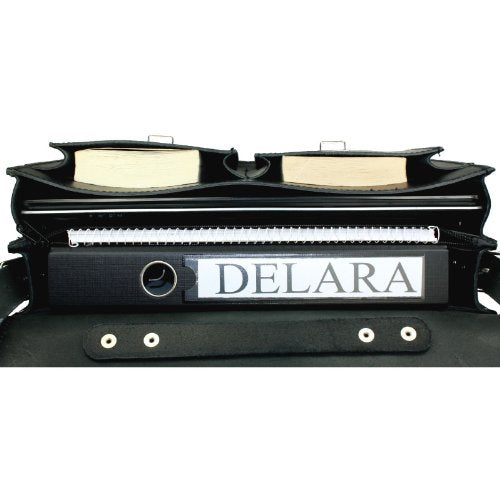 DELARA Aktentasche aus Leder im Bauhaus-Stil mit Schulterriemen und Schulterpolster, Farbe: schwarz - Made in Germany