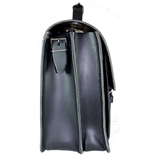 DELARA Aktentasche aus schwarzem Leder mit Schulterriemen - Made in Germany