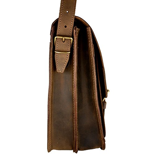 DELARA Aktentasche aus hochwertigem Leder mit Schulterriemen - Made in Germany