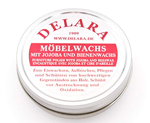DELARA Sehr hochwertiges Möbelwachs mit Jojoba und Bienenwachs, schützt vor Austrocknung und Oxidation - Made in Germany