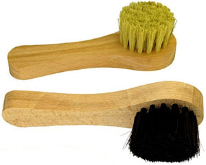 DELARA Zwei hochwertige kleine Cremebürsten aus Naturborsten - Farben: Schwarz und Natur