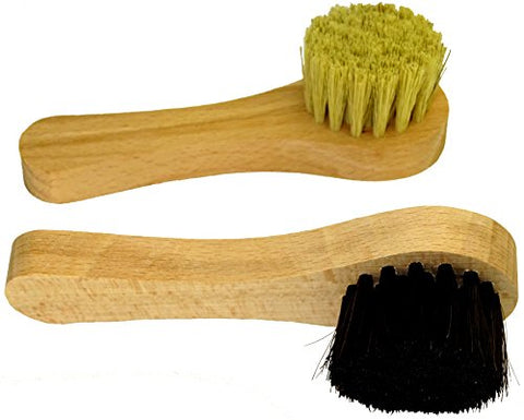 DELARA Zwei hochwertige kleine Cremebürsten aus Naturborsten - Farben: Schwarz und Natur