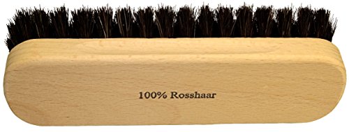 DELARA Zwei große Glanzbürsten aus Holz mit Griffkehlen; weiche, hochwertige Rosshaar-Borsten, Farben braun und schwarz