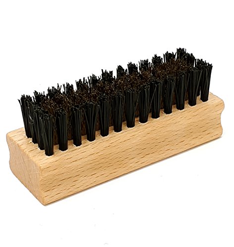 DELARA Wildleder-Bürste aus Holz mit mit Messingborsten, umgeben von einem Kranz synthetischer Borsten zur Reinigung von Nubuk-Schuhen und Taschen aus Rauleder - Made in Germany