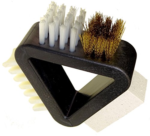DELARA suede multi-purpose brush: With fins, brass bristles, nylon bristles and cleaning rubber