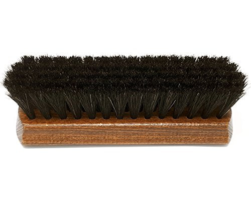 DELARA Zwei große, hochwertige Polierbürsten mit 100% Rosshaar, Farben Silbergrau und schwarz, gewölbter Griff aus lackiertem Holz - Made in Germany