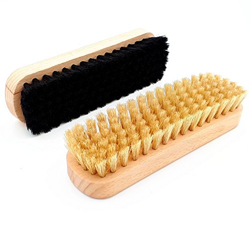 DELARA 12-teiliges Schuhputz-Set mit drei Dosen Intensiver Lederpflege, Holzbürsten mit Naturborsten, Poliertuch und Schwamm