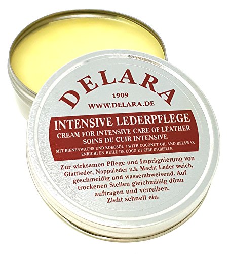 DELARA 12-teiliges Schuhputz-Set mit drei Dosen Intensiver Lederpflege, Holzbürsten mit Naturborsten, Poliertuch und Schwamm