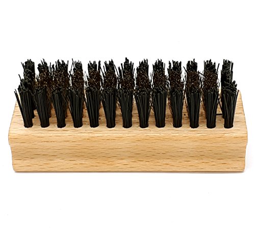 DELARA suede brush made of wood with brass bristles surrounded by a ring of synthetic bristles for cleaning nubuck shoes and suede bags - Made in Germany