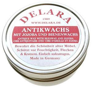 DELARA Antikwachs mit Jojoba und Bienenwachs, schützt alte Möbel vor Austrocknung und Oxidation - 150 ml - Made in Germany